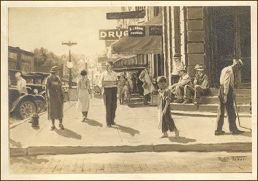 Street corner painting by Robert Tabor